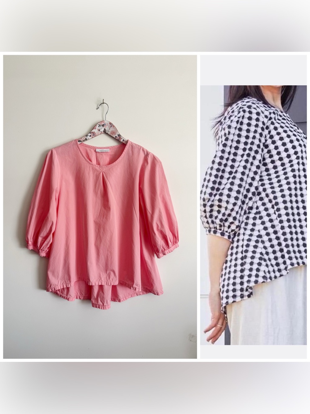 BRYN WALKER Lucinda Pink Puff Sleeve Blouse Top Organic Cotton S Small